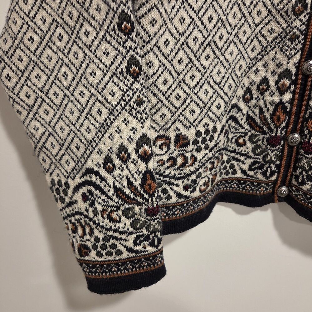 DALE OF NORWAY Fair Isle Knit Wool Cardigan Sweater Medium Nordic Vintage Multi - Picture 3 of 13